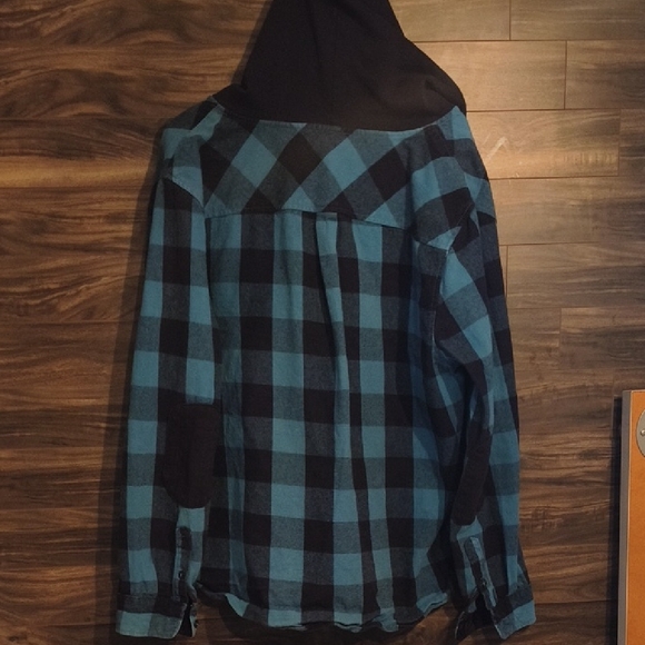 Tony Hawk Skateboarding Blue Flannel Plaid Button Down Jacket Shacket - Picture 10 of 10